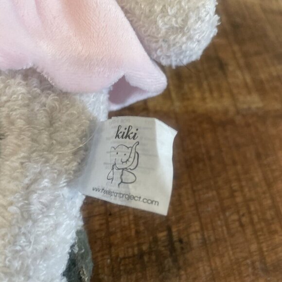 The Elephant Project Kiki Soft Gray 8” Plush Stuffed Animal Pink Dress Sewn Eyes - Picture 3 of 6
